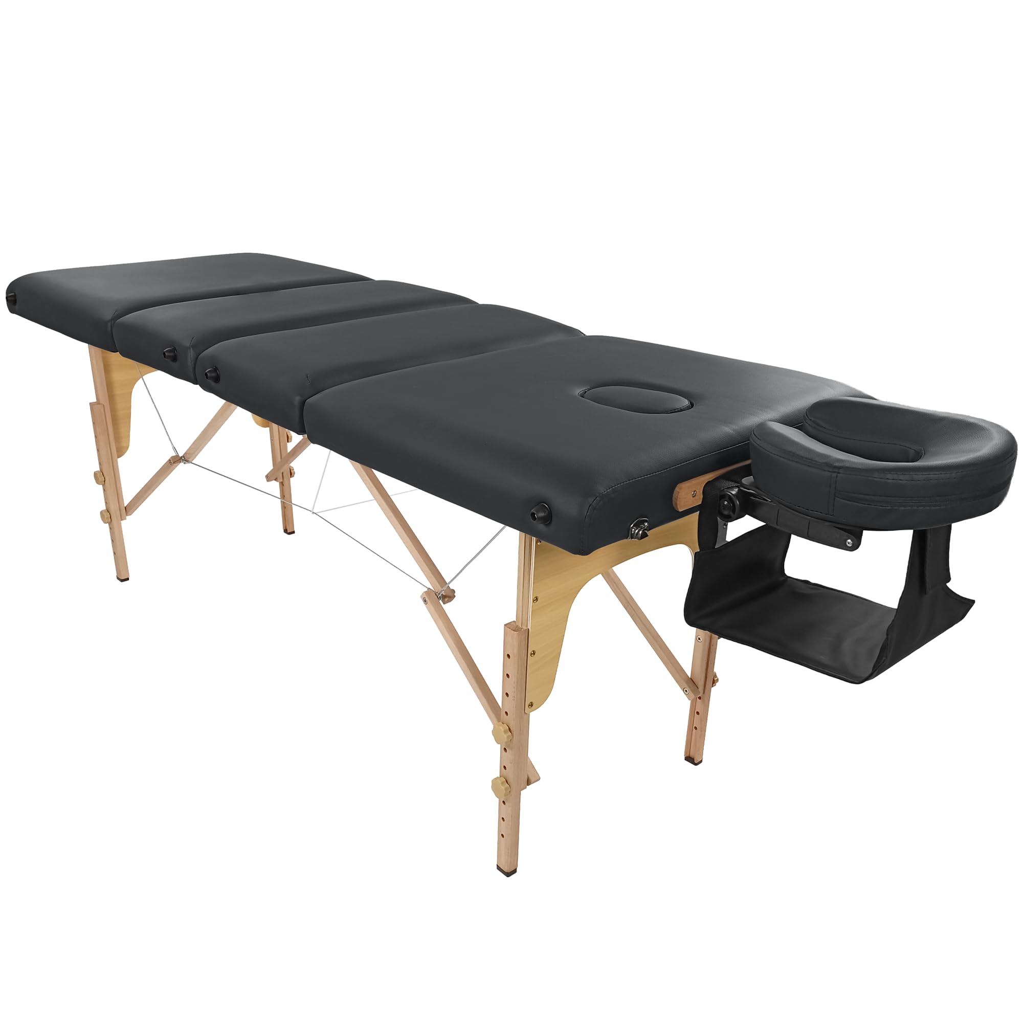 BELTOM® Table de Massage 4 Zones Portables Cosmetique lit esthetique avec Panneau Reiki + Sac - Noir