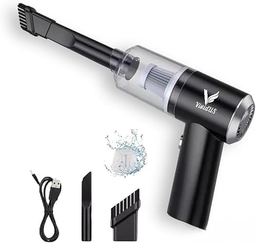 VIVIDUS Aspiradora de mano inalámbrica, succión de alta potencia de 6000 PA con luz de destello recargable, mini aspiradora inalámbrica portátil
