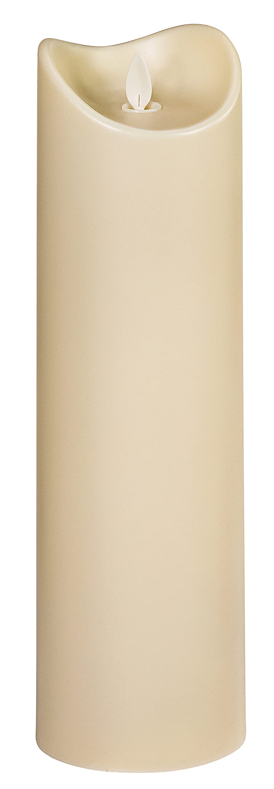 Dehner Świeca outdoorowa z oświetleniem LED, Ø 9 cm, wysokość 30 cm, tworzywo sztuczne, kremowa