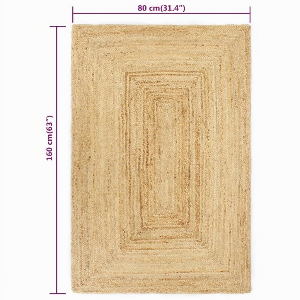 vidaXL Alfombra Hecha a Mano de Yute Natural Decoración Casa Hogar Salón Comedor Moquetas Tapiz Felpudo Estera Habitaciones Cubresuelo 80x160 cm
