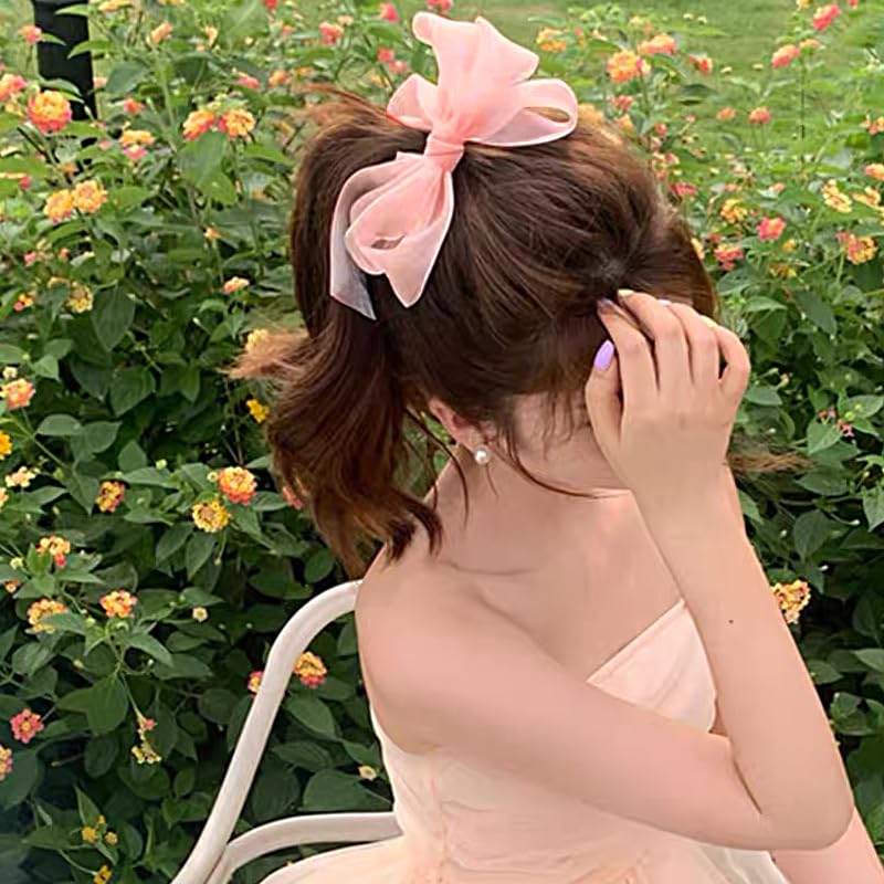 NEW Oversized Baby Pink Tulle Hair Bow Barrette OOAK Amazon.com : Halloween Hair Bow for Women French Big  main image 4