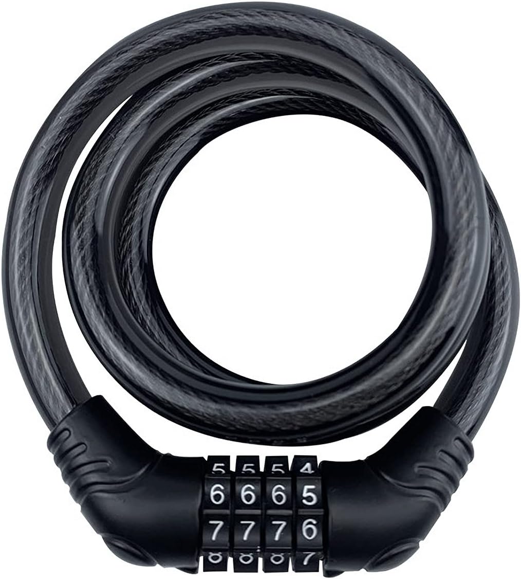 HeybikeLock Cable,4 Digit Resettable Combination Bicycle Cable Lock Coiling Bike Cable Lock, for Bicycle Outdoors