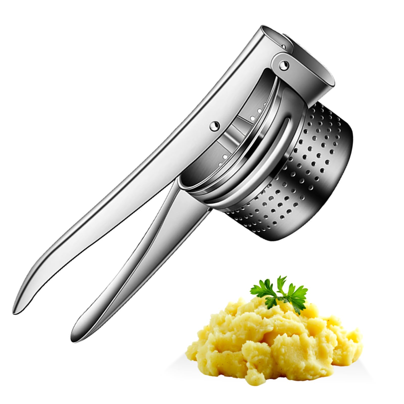 Aex Silver Potato Ricer Heavy Duty Stainless Steel Potato Puree Masher Lemon Juicer Kitchen Cooking Mashers For Fluffy Mashed Potatoes Dishwasher Safe