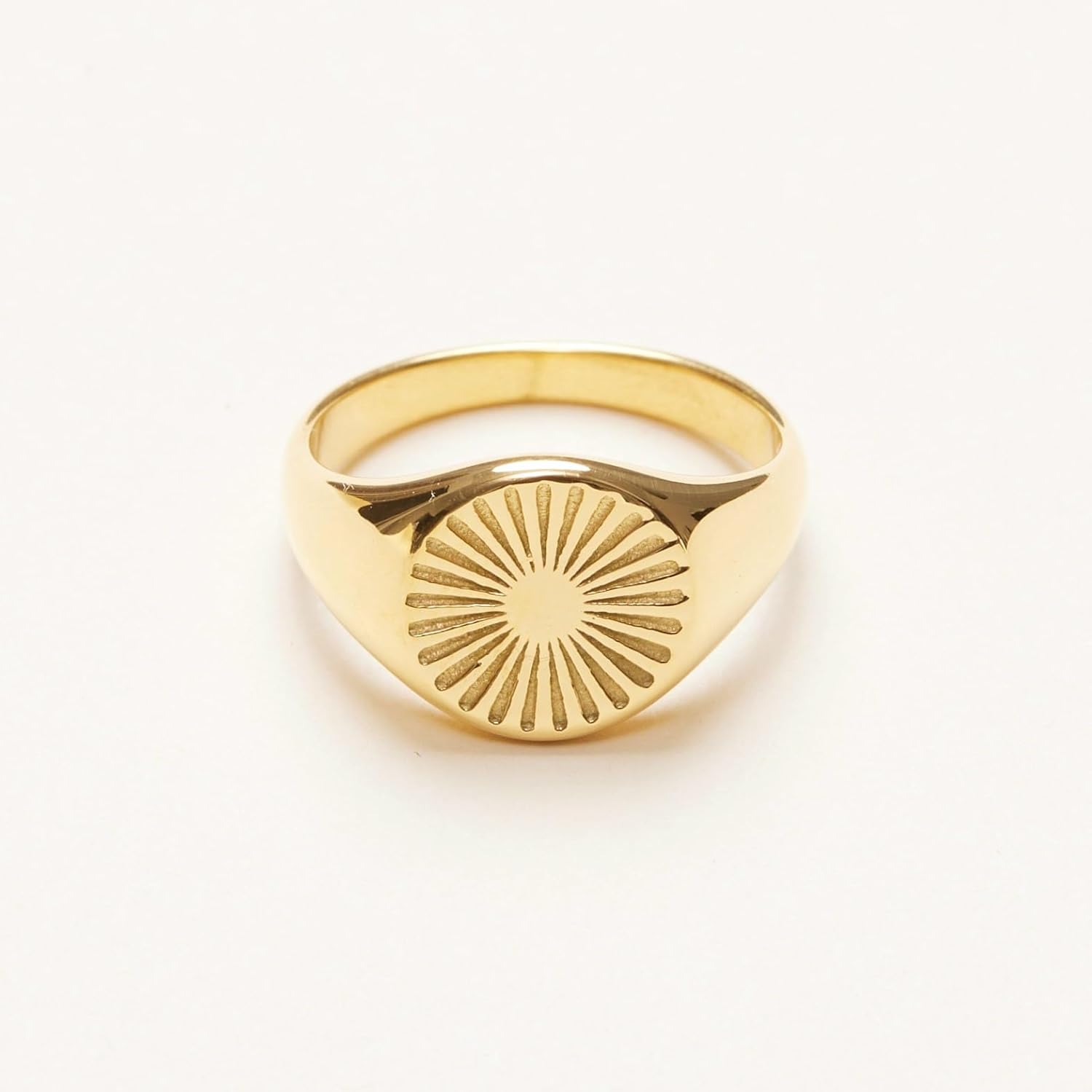Shapes Studio 18K Gold Plated Sun Signet Ring, Gold Rings for Women, Gold Band Minimalist Style - Image 6