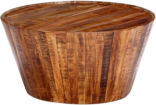 Miniatura 40 de Mesa auxiliar redonda de madera, mesa auxiliar de madera de acacia maciza, mesa auxiliar para sala de estar, hogar, oficina, 25.6 x 25.6 x 12.2