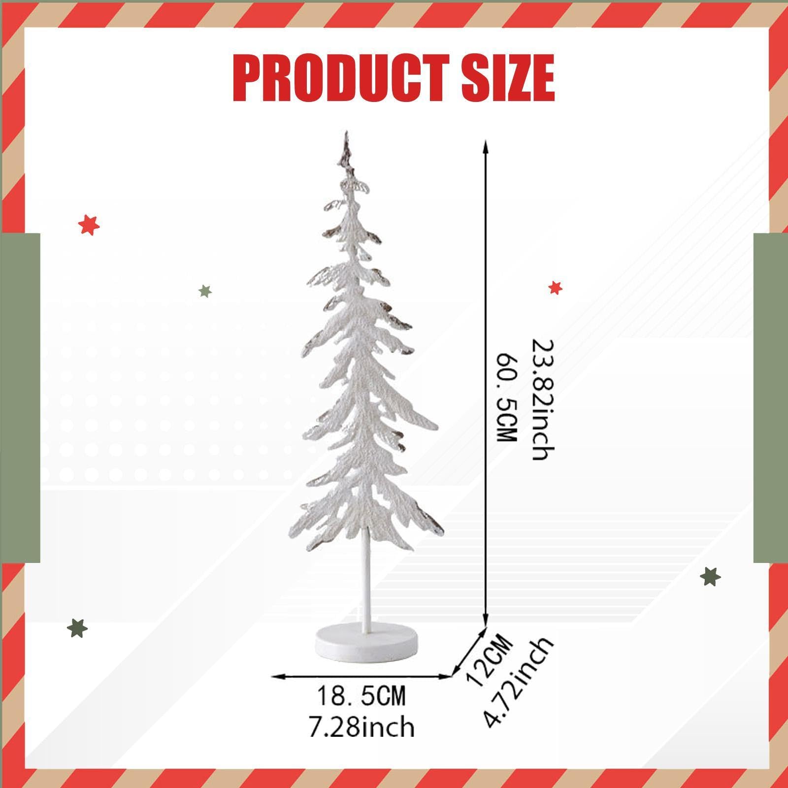 Qianly Tisch Weihnachtsbaum Eisen Tischdeko Weihnachtsbaum Kreativ Ornament Metall Eisenminimalismus für Wohnbereich Büro Kaminregal Heimdekoration Feier, Weiß 18.5x12x60.5cm