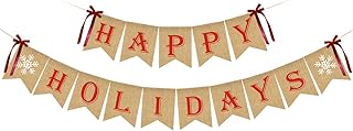 Happy Holidays Banner Burlap- Christmas Banner Burlap, Happy Holidays Decor, Burlap Christmas Decorations, Christmas Party Decorations, Christmas Decorations for Home Office Mantel