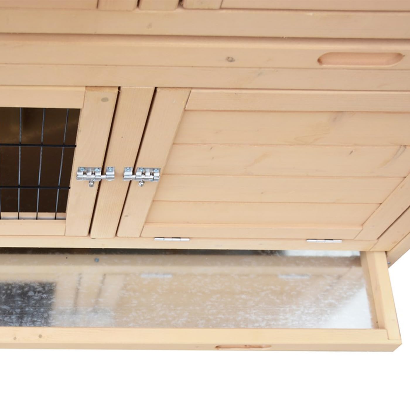 VOSS.PET Kaninchenstall Hanna, Kleintierstall, aus lasiertem Fichtenholz mit Zwei Ebenen, Hasenstall, naturbraun in den Maßen 122x50x101cm