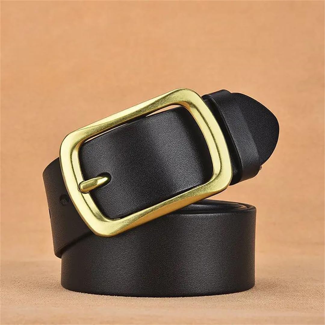 Yeuyyben Cinturón de cuero para hombre con hebilla dorada, estilo casual, de negocios, estilo vintage