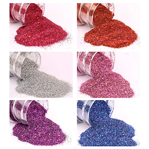 NODDWAY Ultra Fine Glitter 12 Colors Holographic Glitter Powder, Bulk Craft Glitter for Arts, Crafts, Resin,Tumblers, Slime,Decoration, 15g Each