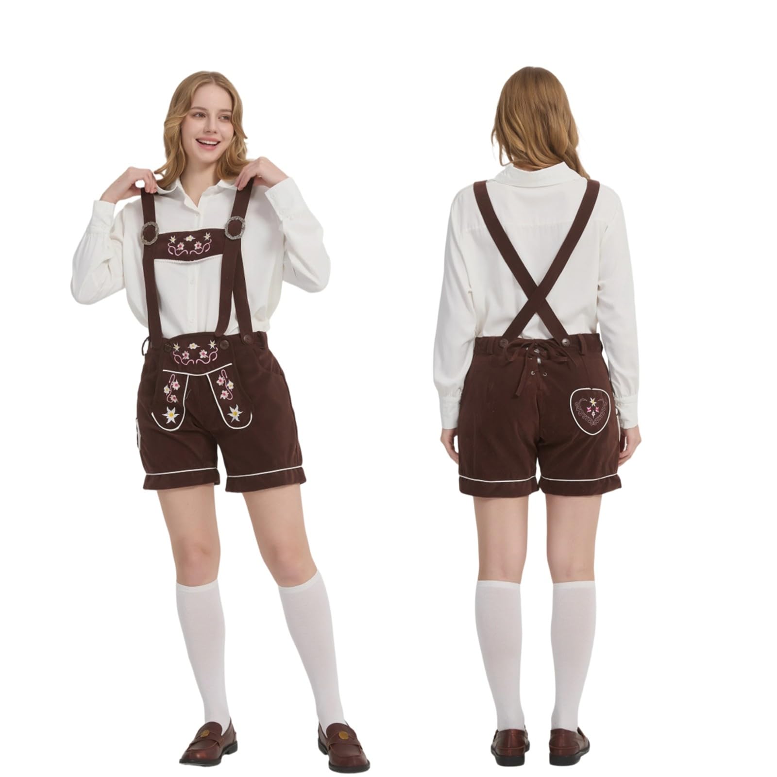 Generisch Trachten Lederhosen Hosenträger mit aufwendiger Stickerei für Oktoberfest Bierfest Trachten Herren Bayerisches Dirndl Kostüm Festzelt