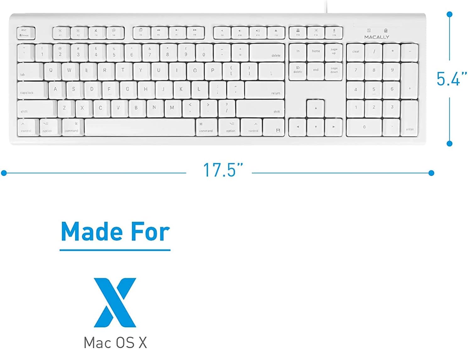 Macally QKEY Keyboard Dimensions