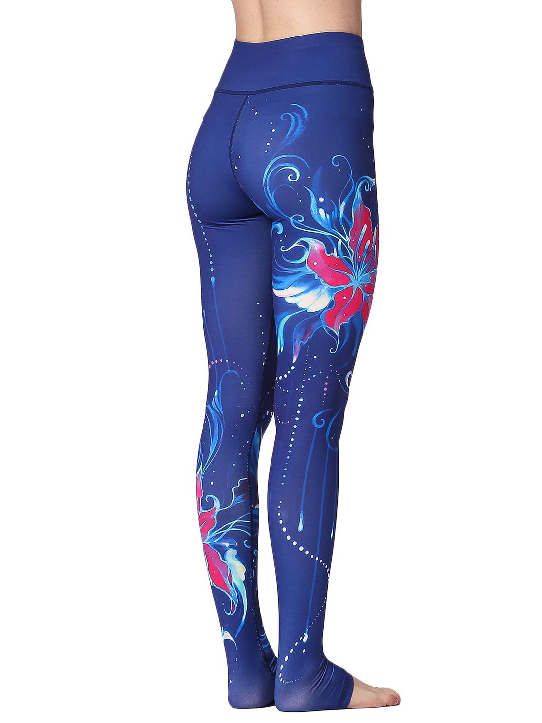 FLYILY Donna Leggings Sportivi Elastico Stampa Floreale Pantalone da corsa da donna Leggings a vita alta Pantaloni da yoga lunghi elasticizzati