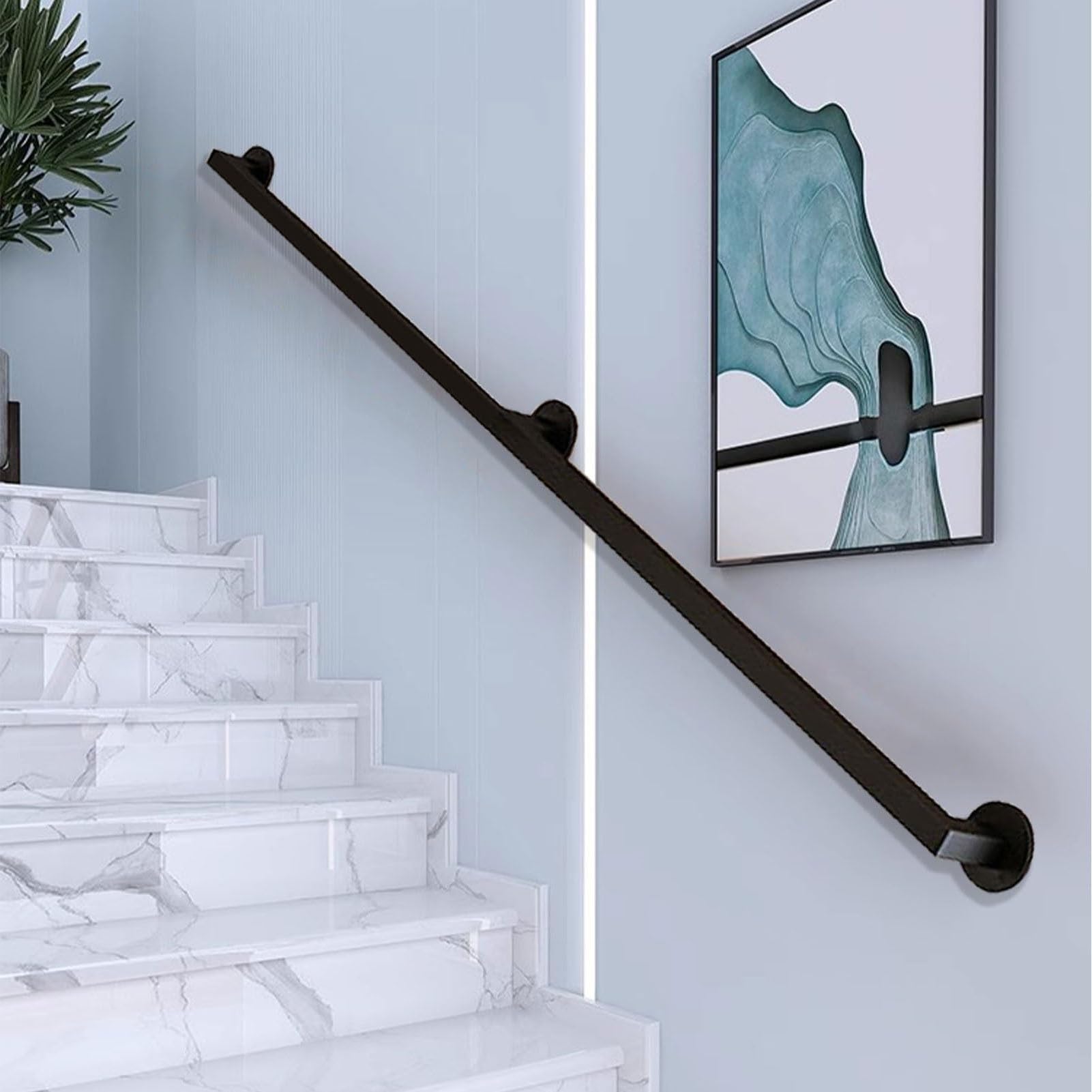 Rampe d'escalier avec tige de support antidérapante pour marche