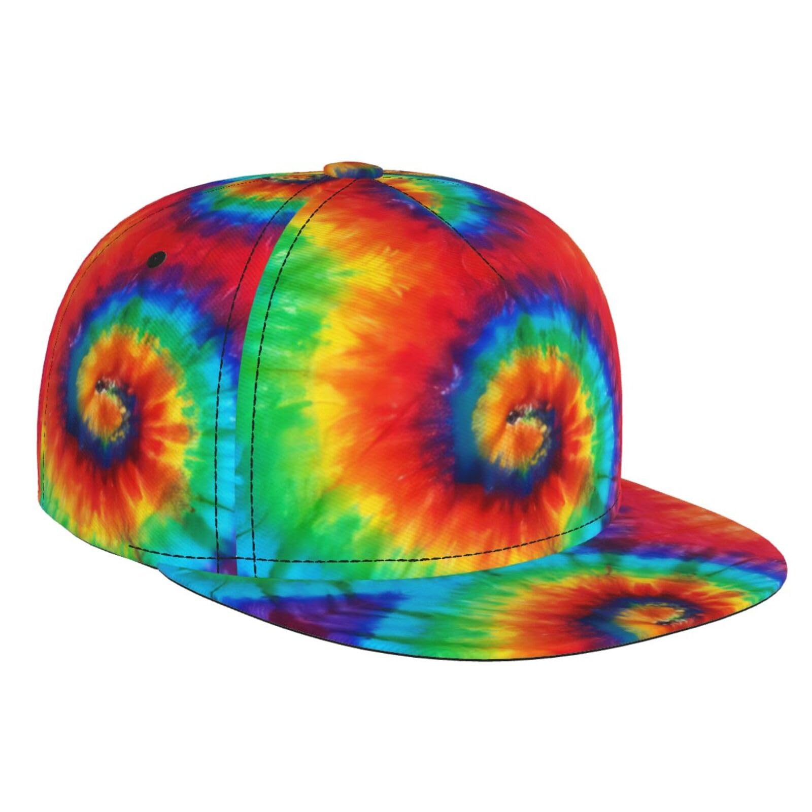 BLWSLC tie dye Rainbow Printed Hip-hop Baseball Cap Adjustable Baseball Cap Suitable for Travel Hiking and Workouts