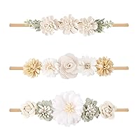 Vista 11 de Diadema floral de nailon para bebé, 3 piezas, accesorios para el cabello, regalo para niñas (31#)