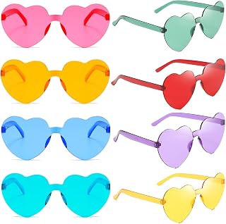 Rimless Heart Sunglasses Bulk Heart Party Sunglasses Transparent Tinted HeartShaped Sunglasses Bachelorette 8 Pack