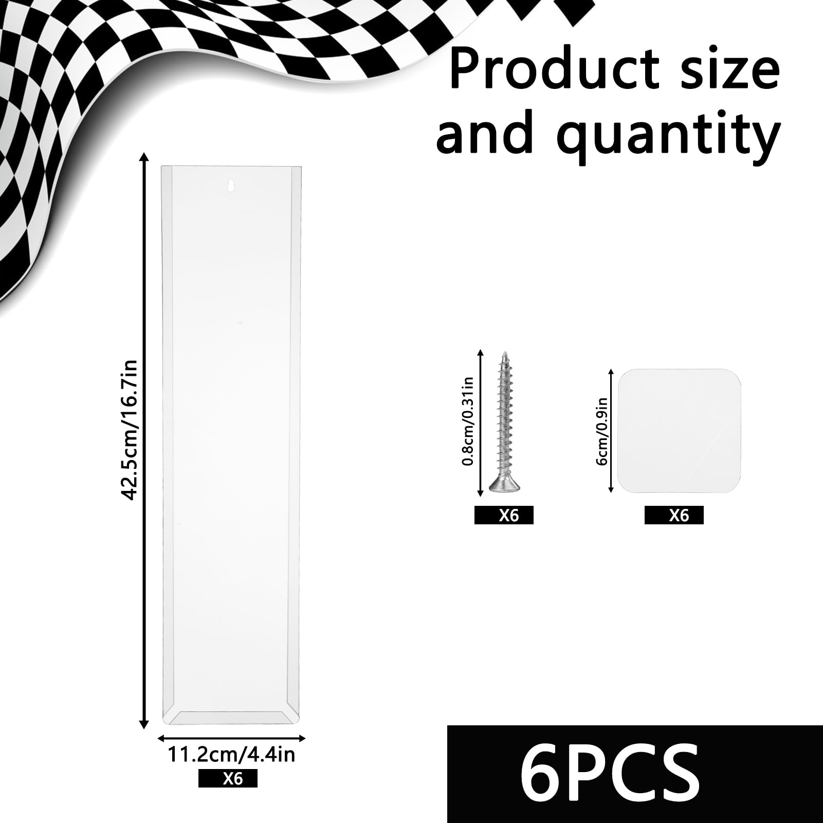 6 Pack Clear Display Case for Packaged Model Cars,Model Car Display Cases Wall Mount-Holds up to 120 Cars,Toy Car Storage Organizer Compatible with Hot Wheels,Clear Model Car Display Case(16.7 x 4.4)