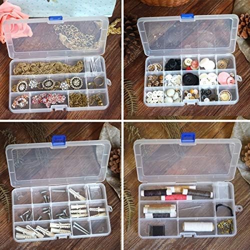 DUOFIRE Plastic Organizer Container Storage Box Adjustable Divider Removable Grid Compartment for Jewelry Beads Earring Container Tool Fishing Hook Small Accessories (15 grids, White X 16)