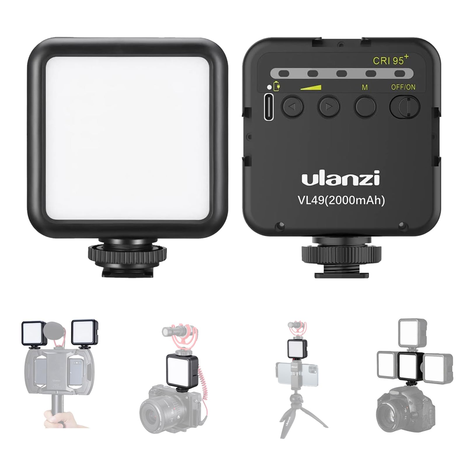 Ulanzi VL49 On-Camera LED Video Fill Light, 5500K 2000mAh Rechargeable