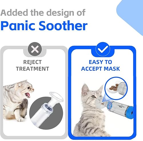 Miniatura 2 de Espaciador inhalador para gatos con chupete de pánico único e indicador de respiración sensible, diseñado para gatos con asma y problemas