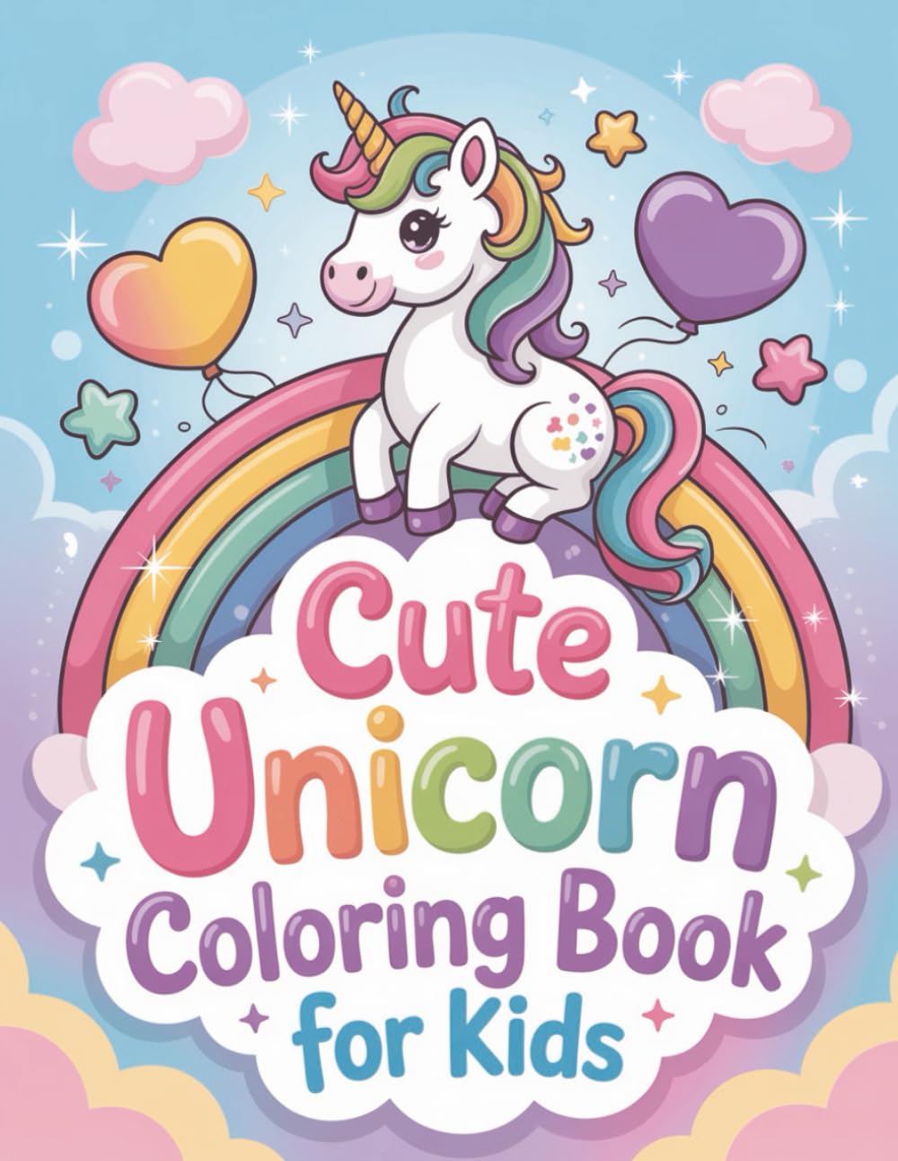 Cute Unicorn Coloring Book for Kids: A Coloring Book for Unicorn Lovers, 50 Unique Images to Color, 104 Pages, 8.5 x 11