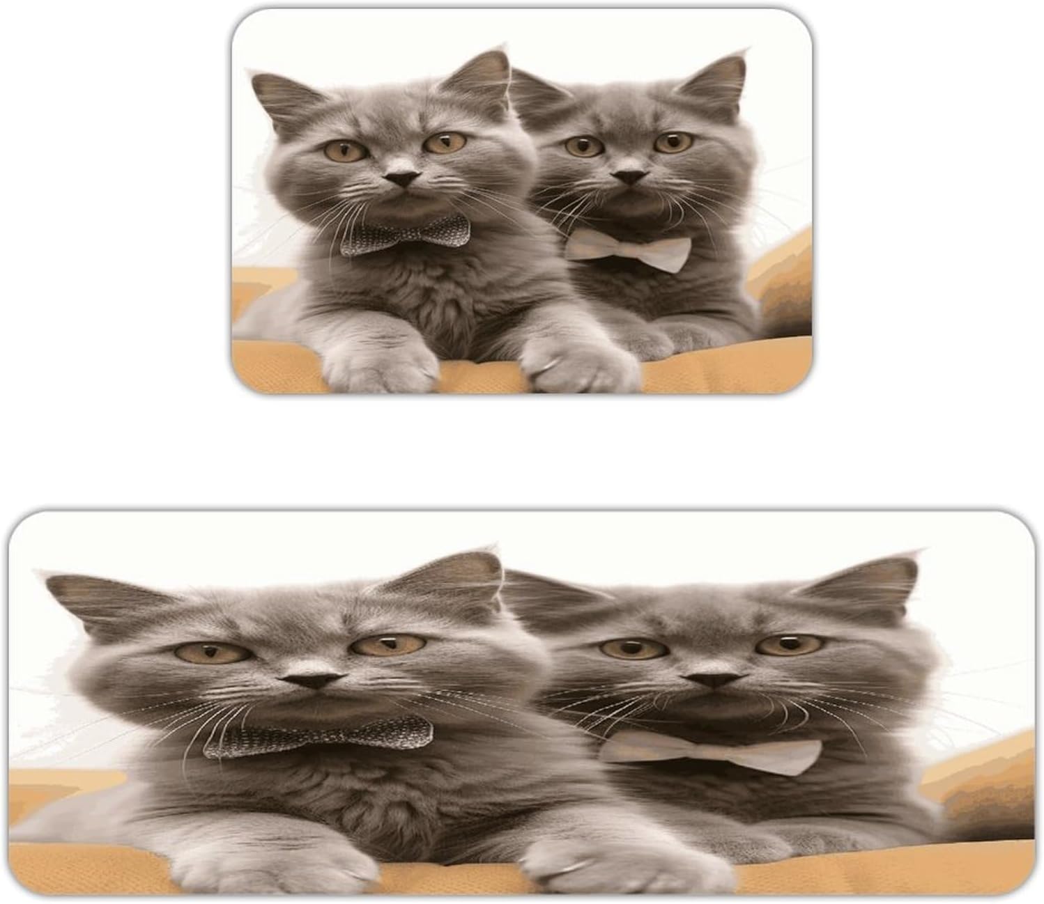 Funny Cats Kitchen Mats with 2PCS Non-Slip Washable,Kitchen Rug Heavy Duty Durable, Floor Mats for Kitchen,Office,Sink,Laundry