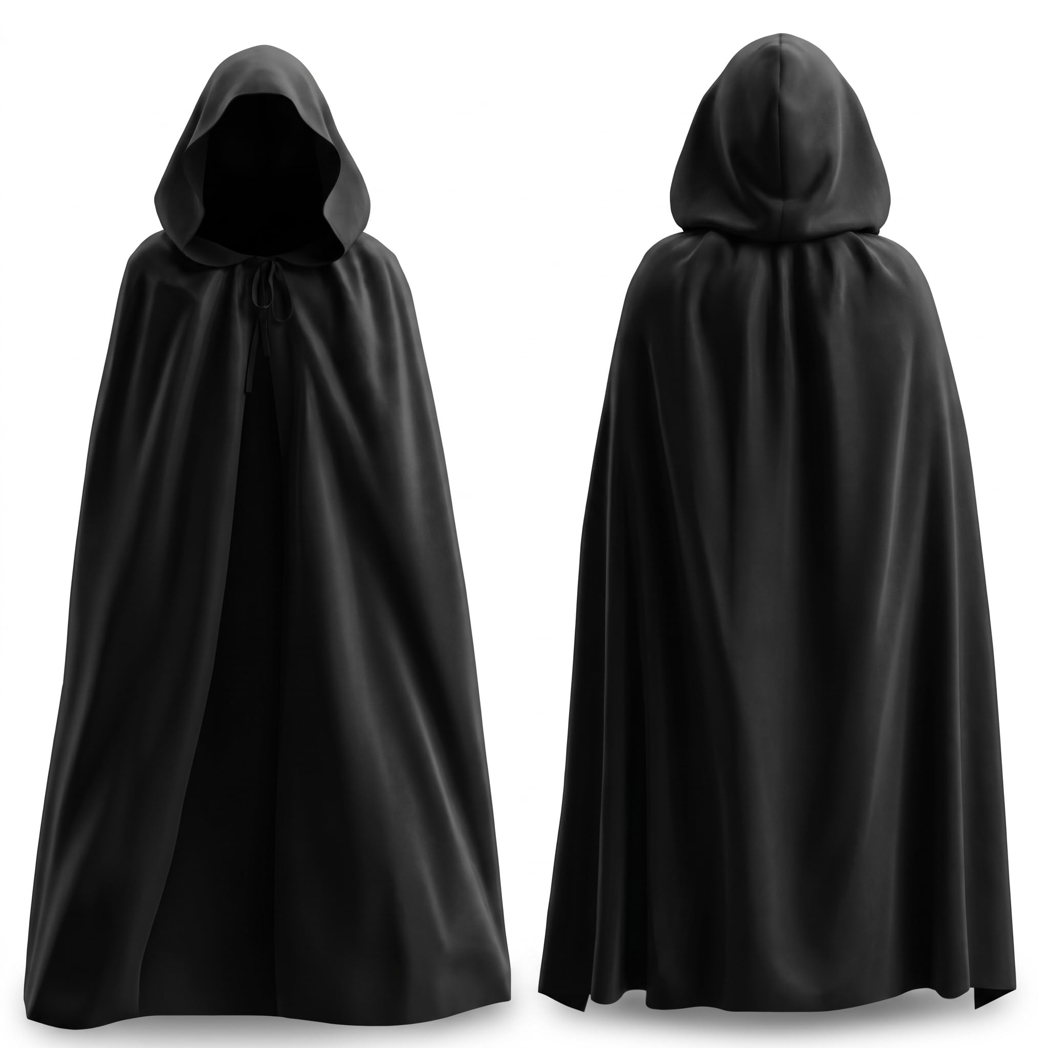 Boyfield Hooded Black Cape Black Cloak Halloween Wizard Cloak 170cm Cloak Adult Cosplay Witch Grim Reaper Vampire Fancy Dress Costume Suitable for Role playing, parties, and stage performances