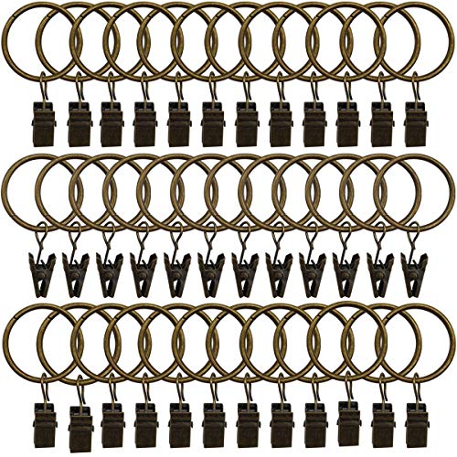 Topspeeder 36 Pack Rings Curtain Clips Strong Metal Decorative Drapery Window Curtain Ring