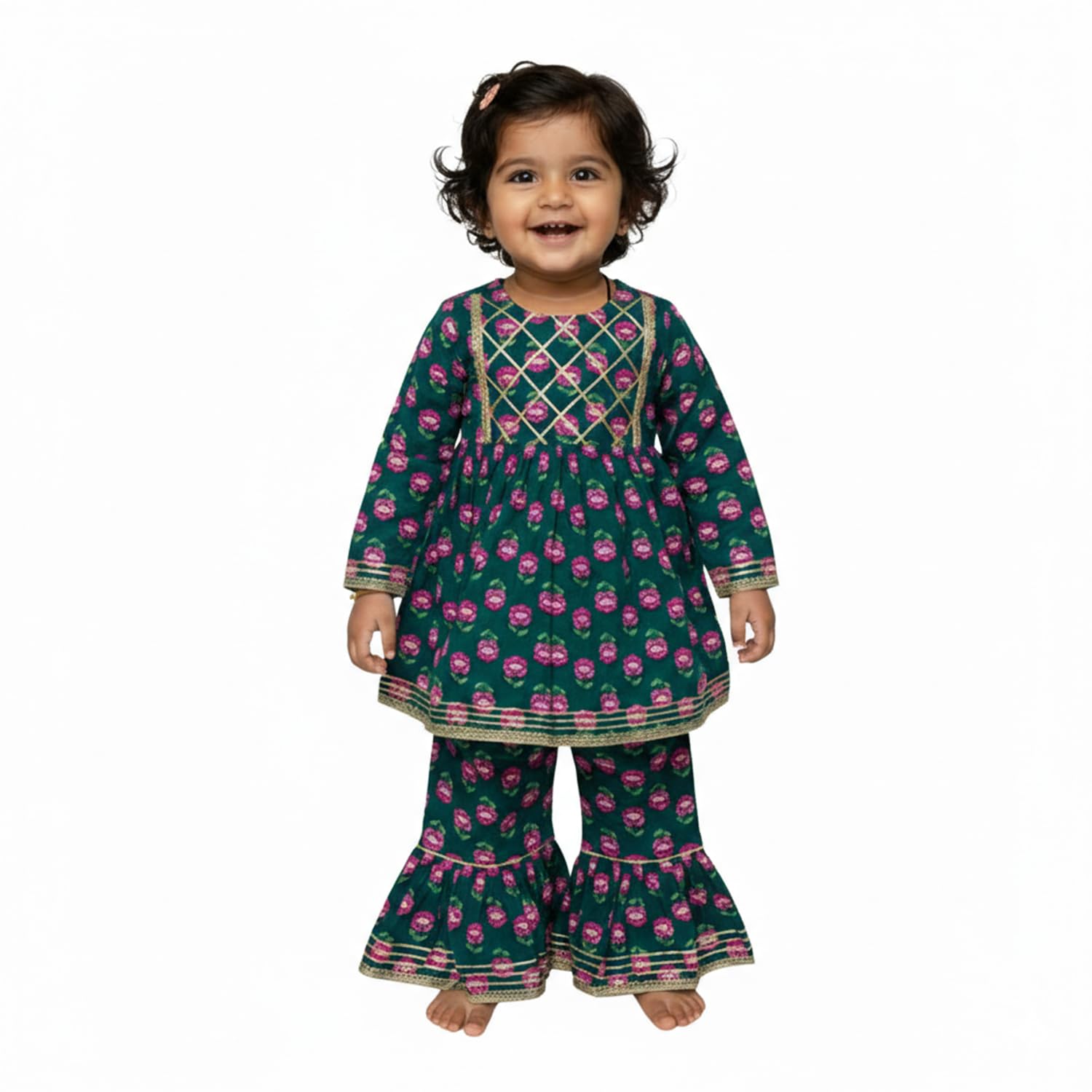 BabyMoo Cotton Girls Two Piece Kurti Sharara Set I Floral Printed Full Sleeve Sharara Set | Traditional Ethnic Wear Clothi... - Review, Price and Buying Guide