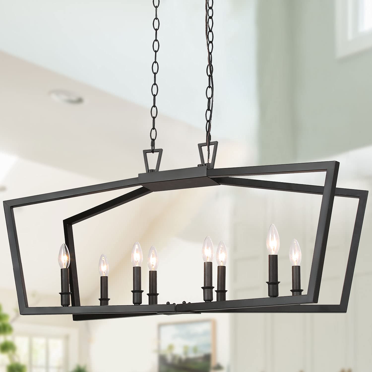 KSANA Black Chandelier, Modern 8 Lights Metal Light Fixture for Dining Room and Kitchen Island
