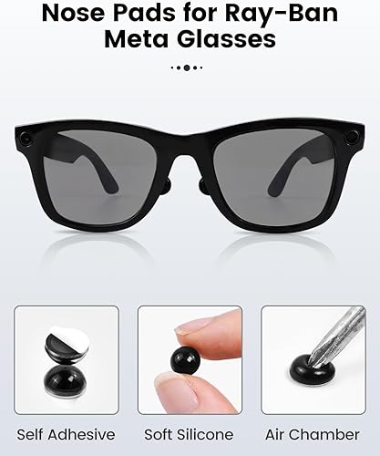 Miniatura 2 de Compatible con Ray-Ban Meta Wayfarer - Almohadilla redonda de nariz negra, 8 pares de almohadillas de nariz de silicona suave, almohadillas