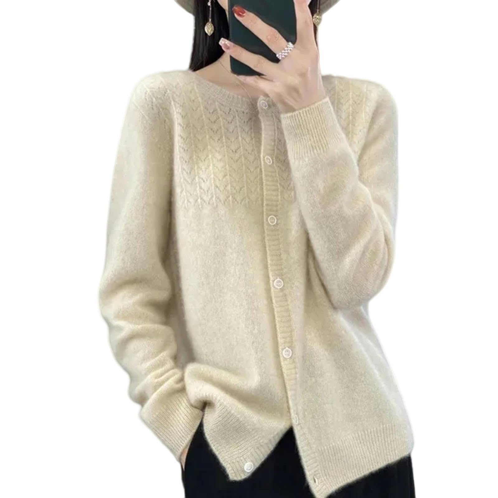TEidea Damski kardigan sweter dla kobiet Hollow damski kardigan, elegancka odzież damska, odpowiedni top do warstwowania