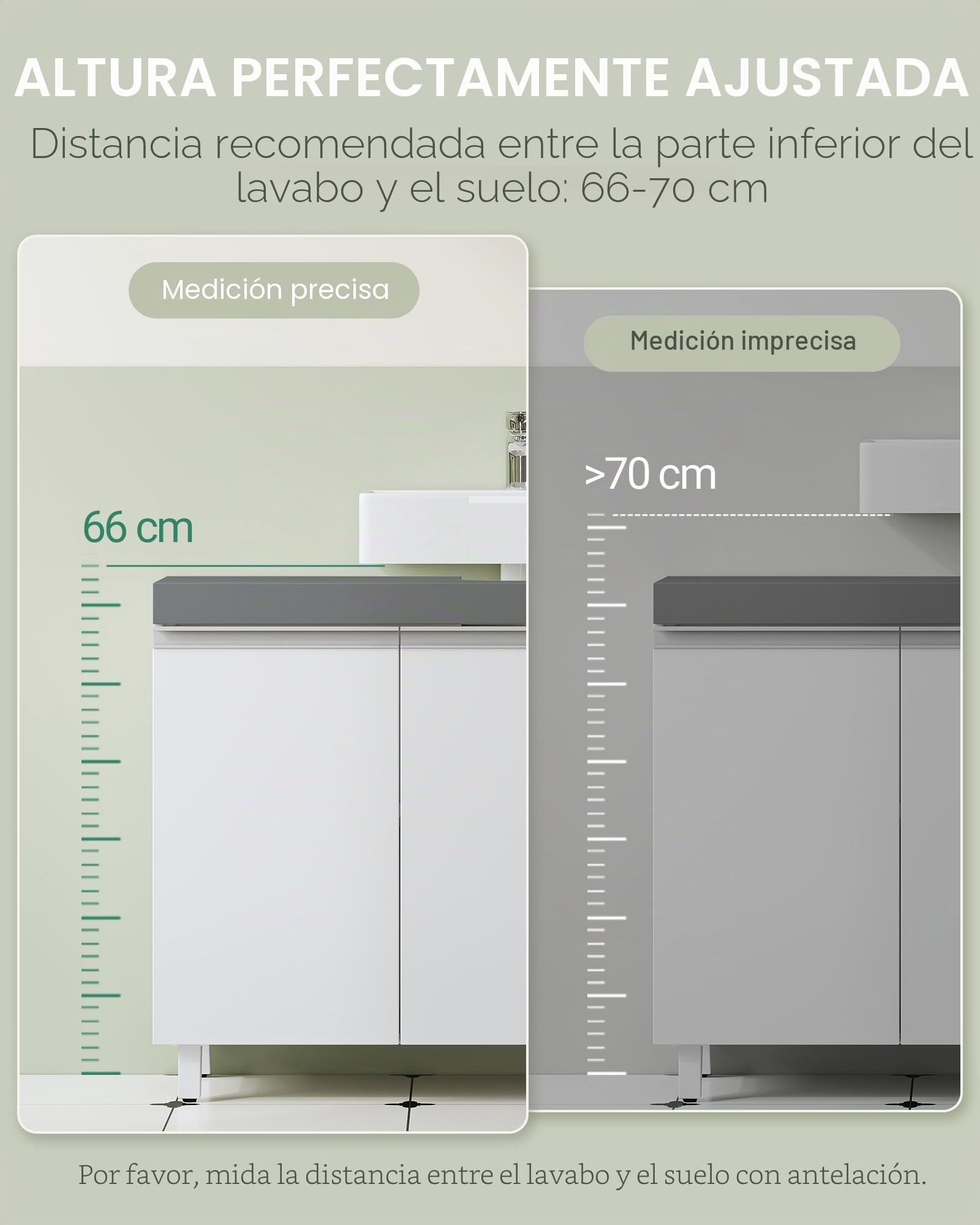 Hzuaneri Mueble Bajo Lavabo, Armario de Baño, 3 Cajones, 2 Puertas, con Pies, 30 x 90 x 64 cm, Estilo Moderno, Blanco y Gris BC29929X