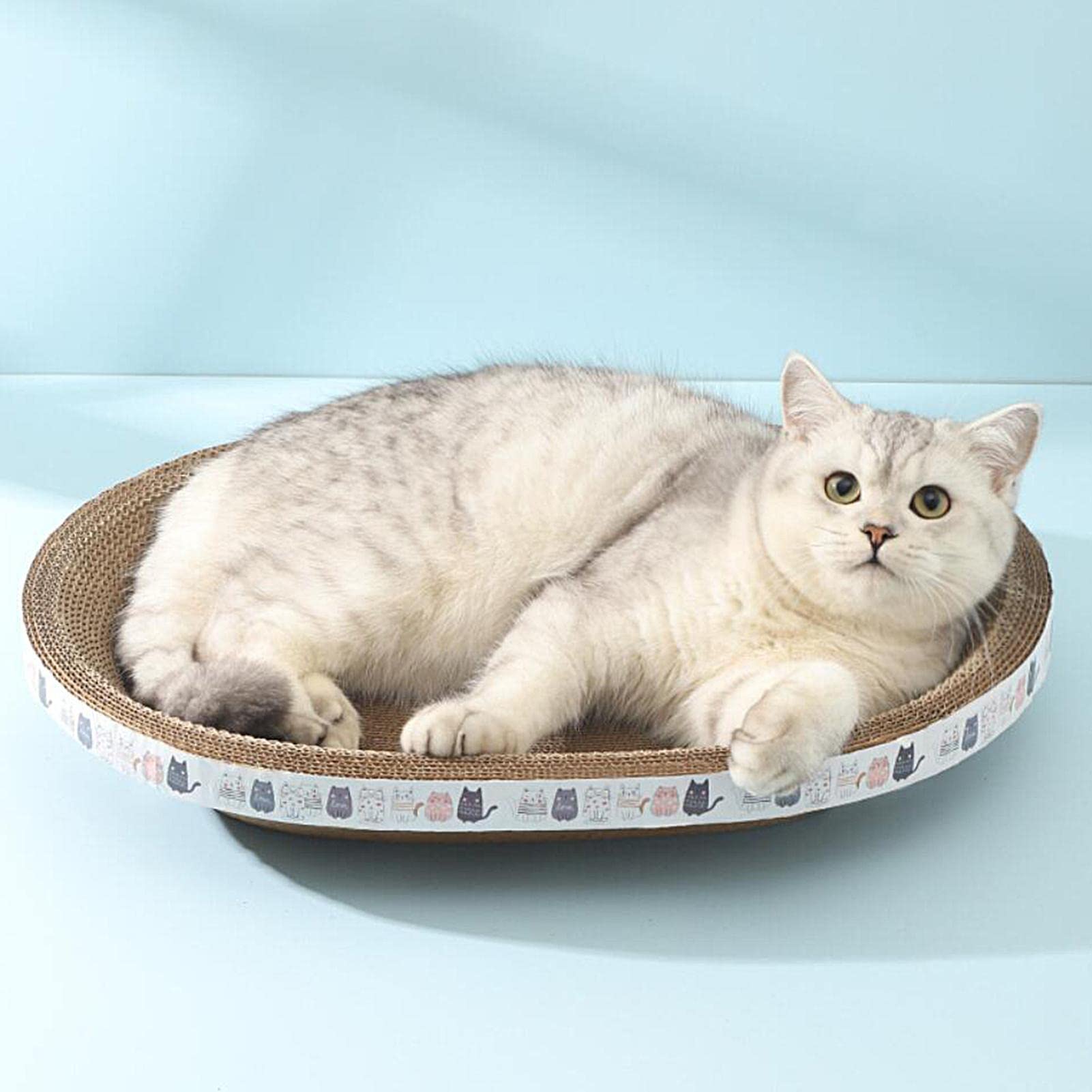 Piomoner 1 Oval Cardboard Cat Scratchers, Corrugated Cat Scratching Board, 2 In Oval Cat Scratcher Cardboard Bowl Nest, High-Density Oval-Shaped Cat Scratcher, For Indoor Cats Sleeping