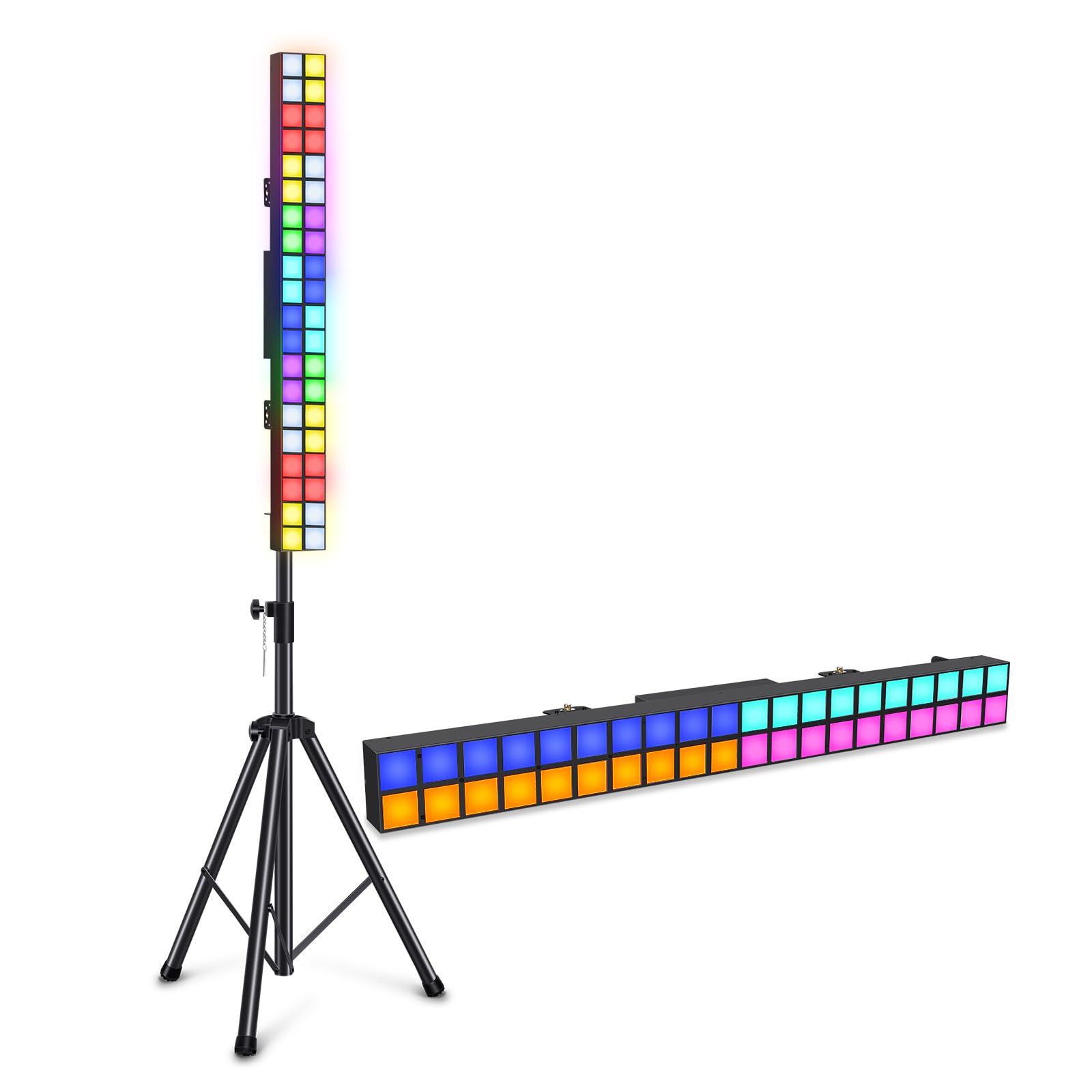 Telbum DJ Stage Lights Bar with Stand, 100W RGB LED DMX Pixel Light Bar, 20x2 Matrix Light Can Be Spliced, DJ Lighting for Party Club Booth Wedding Church Event