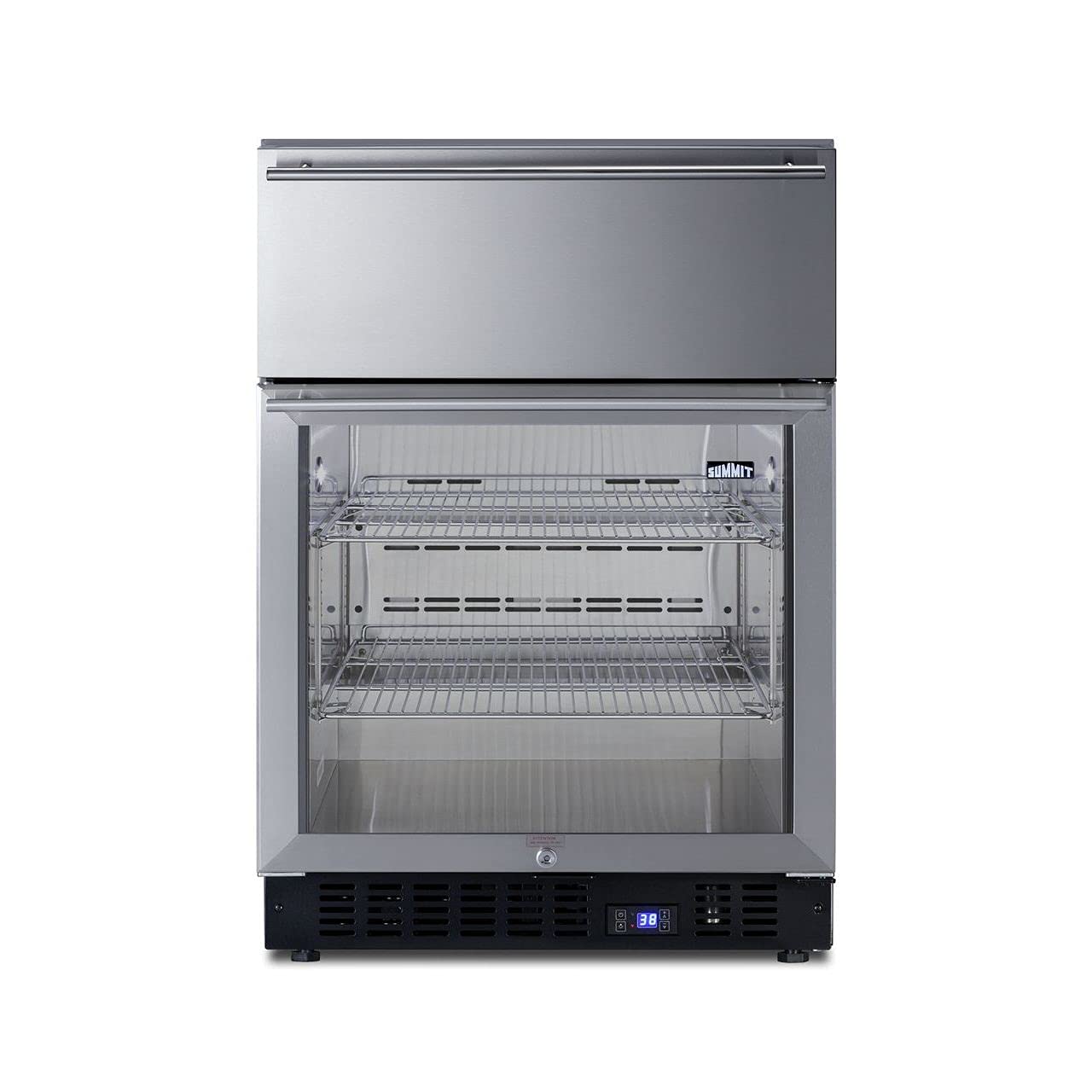 Summit Appliance Scr615tdcss 24" Wide Built-In Beverage Refrigerator With Top Drawer, Stainless Steel Interior, 4.76 Cu.Ft Capacity, Automatic Defrost, LED Lighting, Digital Thermostat, Sabbath Mode on Fridge.com - View 1