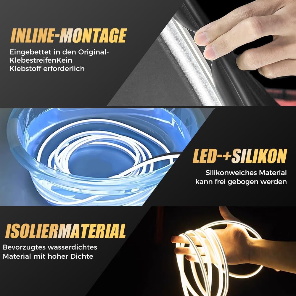 Dynamic Flowing Car Trunk Light Strip, striscia luminosa per bagagliaio, illuminazione a LED, luci per auto, trunk cargo, decorazione per interni (bianco, 4 m)