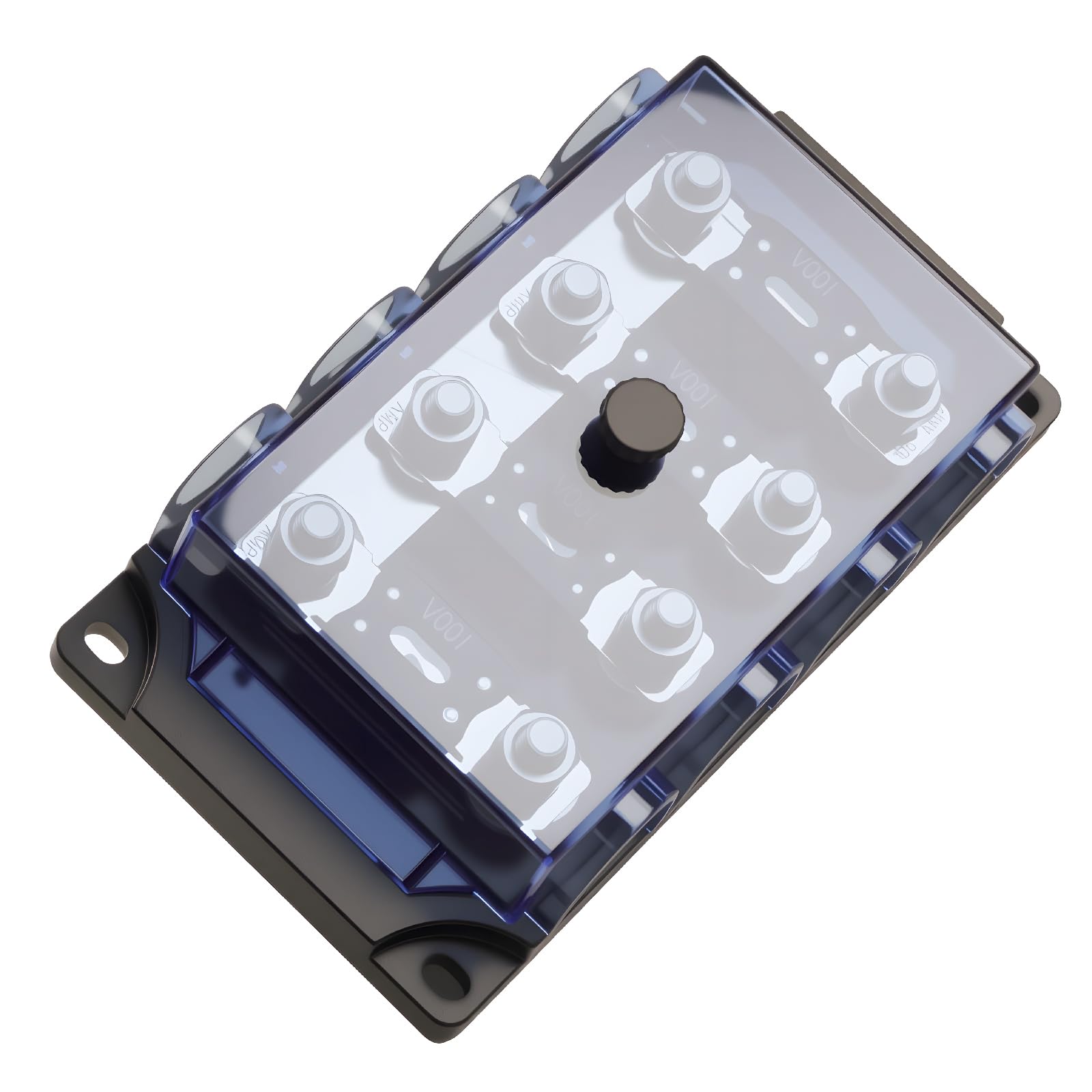 ZOOKOTO 4 Wege Mega Sicherungshalter Blau Transparent 4 Wege Auto Sicherungshalter 100A Automotive Sicherungsblock Verteilung für Auto Audio