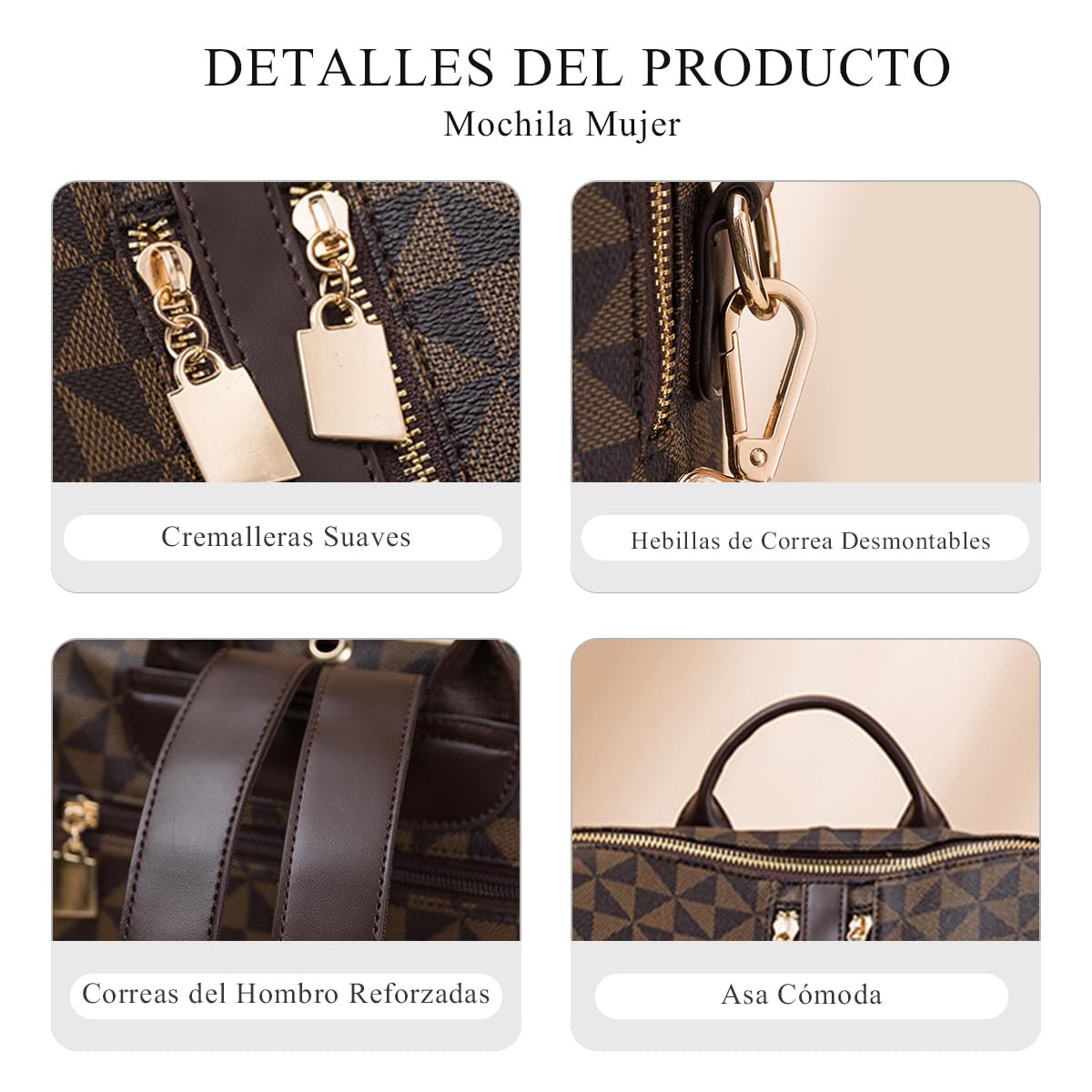 SONARIN Moderno Bolso Mochila Mujer,Multiusos Vintage Mochila Damas con Monedero Mochilas Casual Bolso de Mano,Bolsa de Hombro Convertible para Viaje Escolar Trabajo(Café)