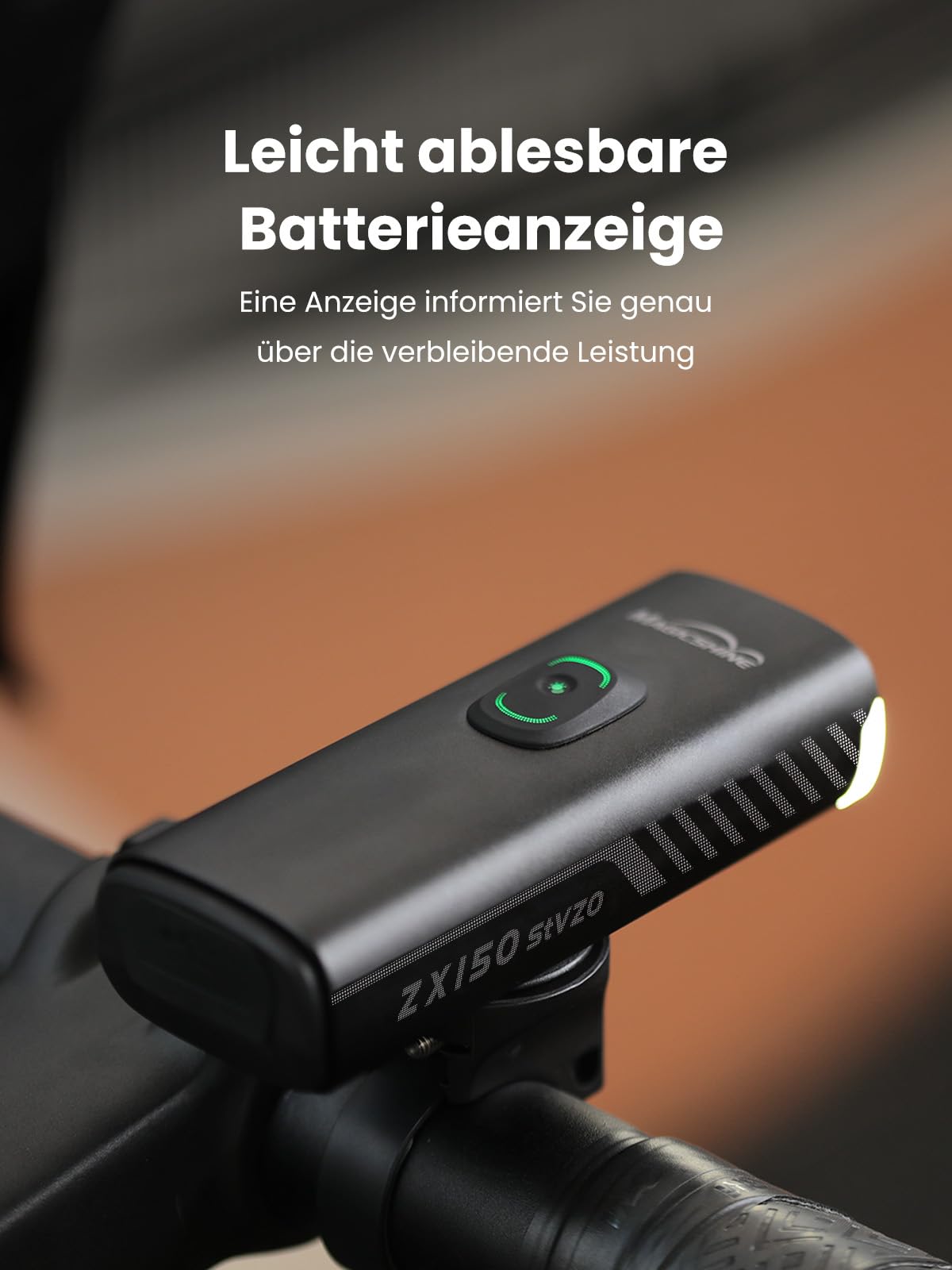 Magicshine ZX150 | LED Fahrradlicht 150 Lux | StVZO zugelassenes, akkubetriebenes Vorderlicht mit 2 Leuchtmodi | 230 m Leuchtweite, IPX6 Wasserdichtes Fahrradlichter für Kinder und Erwachsene Schwarz