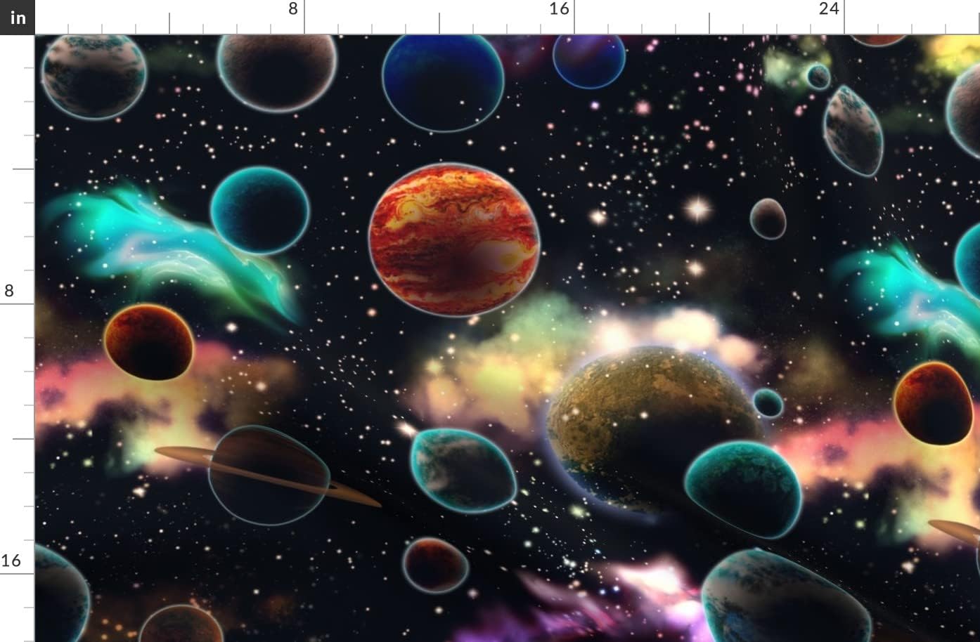Spoonflower Fabric - Space Planets Galaxy Solar System Earth Stars Printed on Organic Cotton Sateen Fabric by The Yard - Sewing Quilting Apparel Home Decor