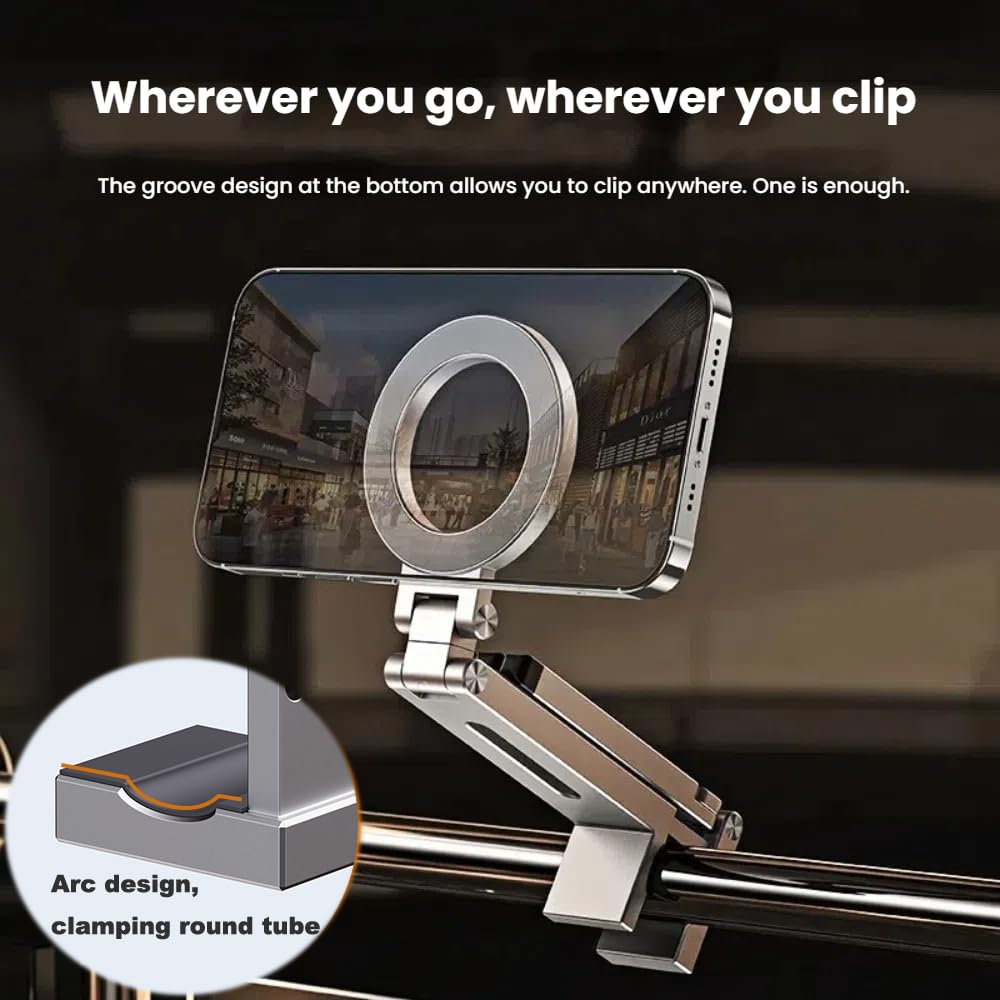 Treppiede magnetico tascabile per MagSafe, supporto pieghevole multifunzionale per telefono, supporto da scrivania, portatile, portatile, da viaggio, con vestibilità universale con anello in metallo