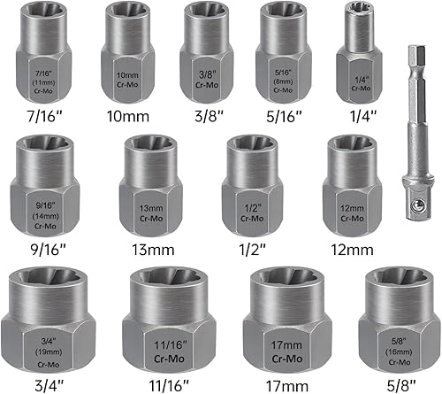 Miniatura 8 de XEWEA Juego de 49 extractores de tornillos y pernos con juego de brocas para mano izquierda, herramientas de extracción de pernos rotos multilínea