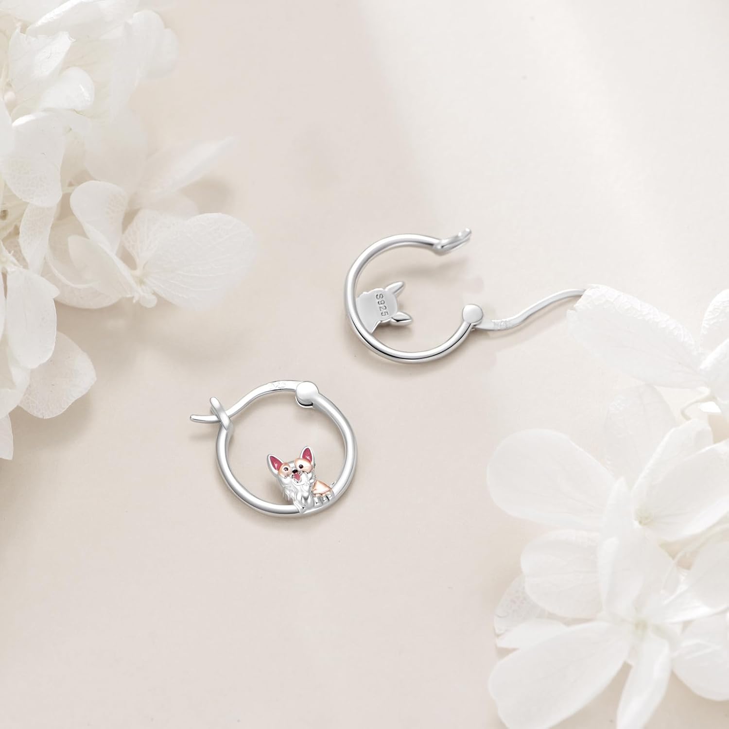 Corgi Earrings 925 Sterling Silver Animal Earrings Corgi Dog Hoop Huggie Earrings Jewelry Christmas Gifts for Women - Image 5