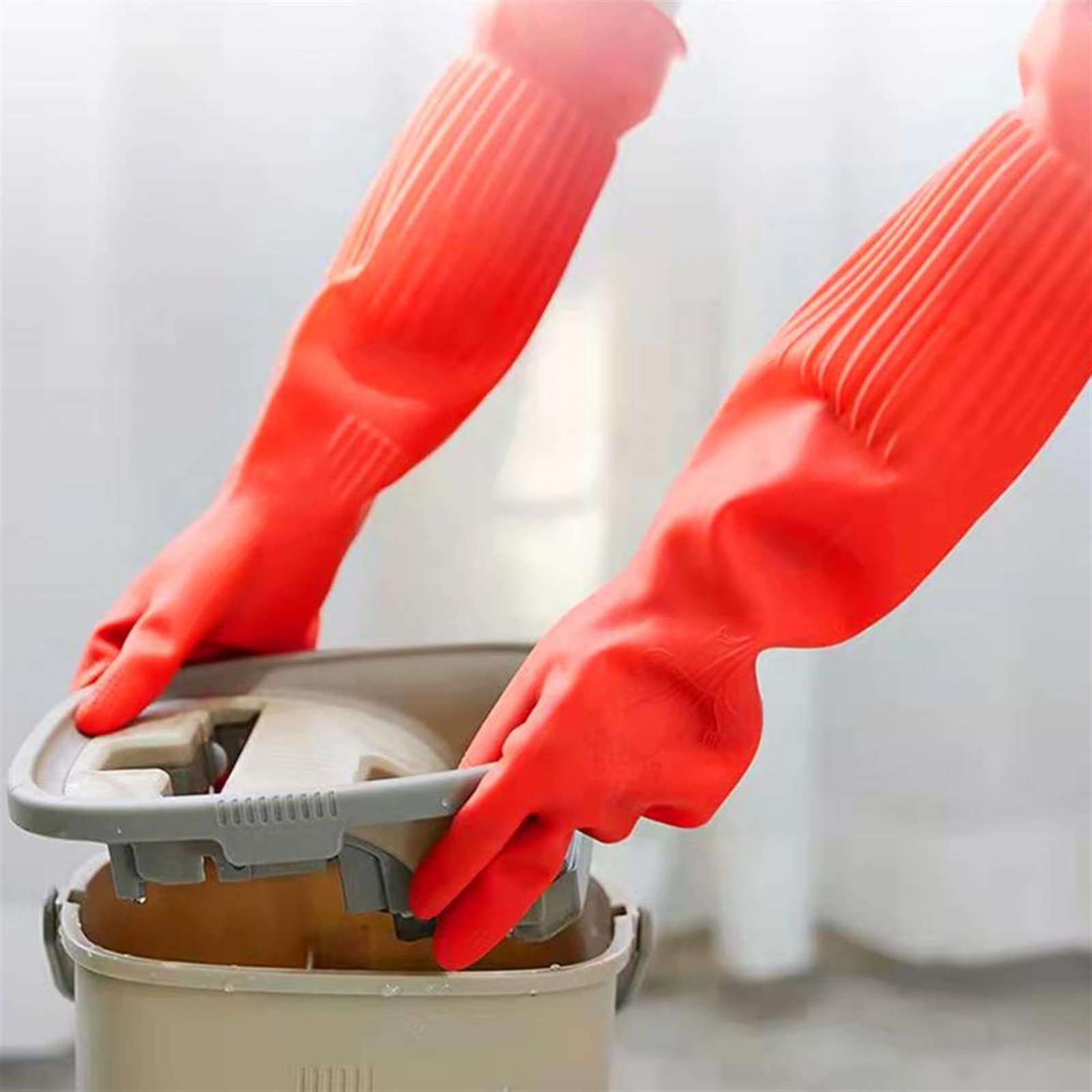 JINGYAN Rękawice czyszczące Soft Kitchen Gloves Solid Latex, Clean, Stain Resistant(Orange,M)