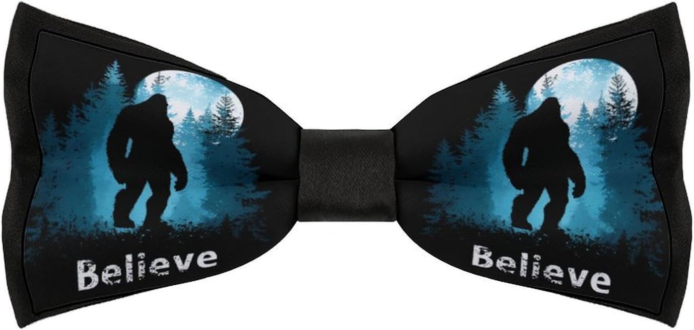 Bigfoot Moon Believe Novelty Men's Bow Tie Pre-tied Adjustable Bowtie Accessories for Wedding Party