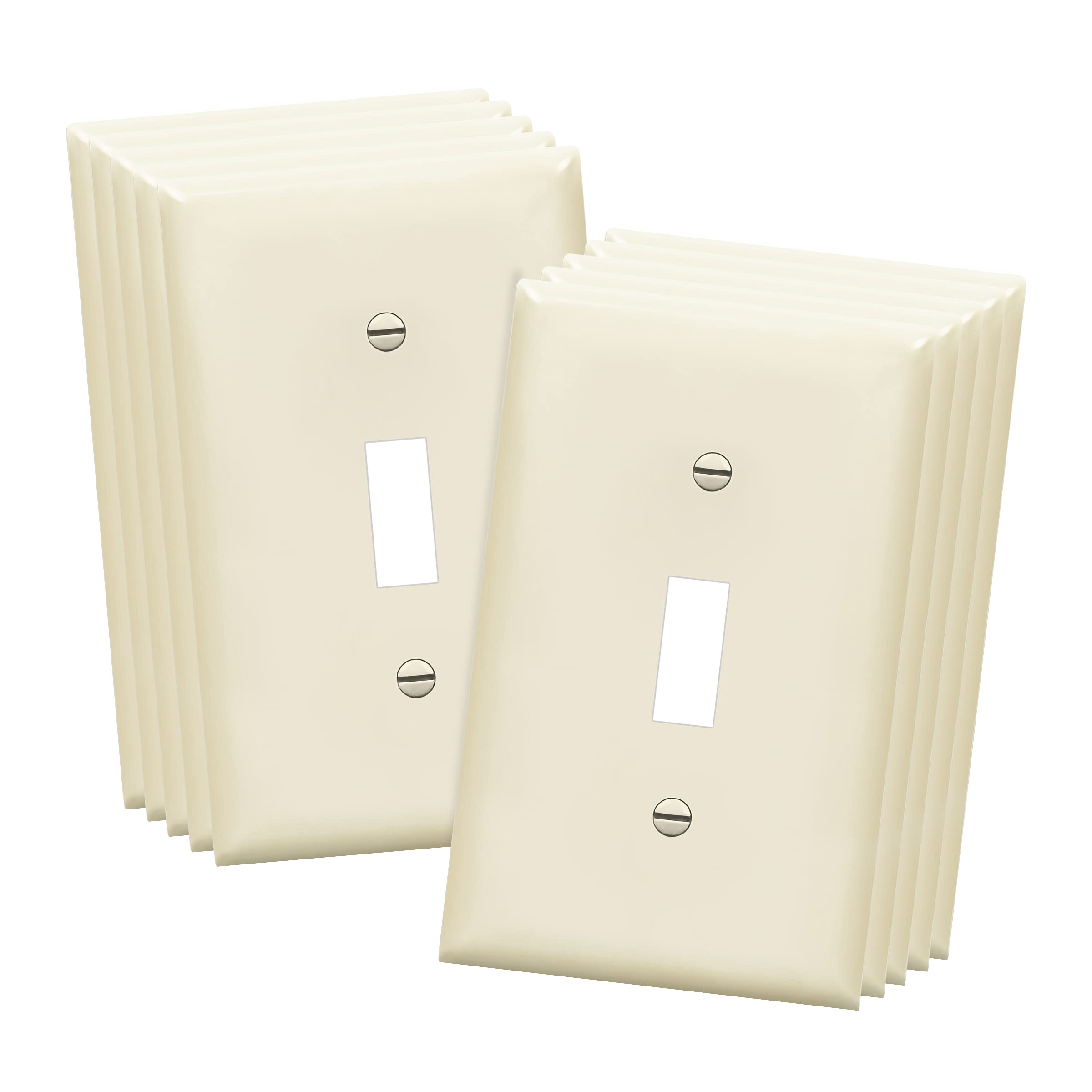 ENERLITES Toggle Light Switch Wall Plate, Standard Size 1-Gang 4.50" x 2.76", Unbreakable Polycarbonate Thermoplastic, UL Listed, 8811-LA-10PCS, Light Almond, 10 pack