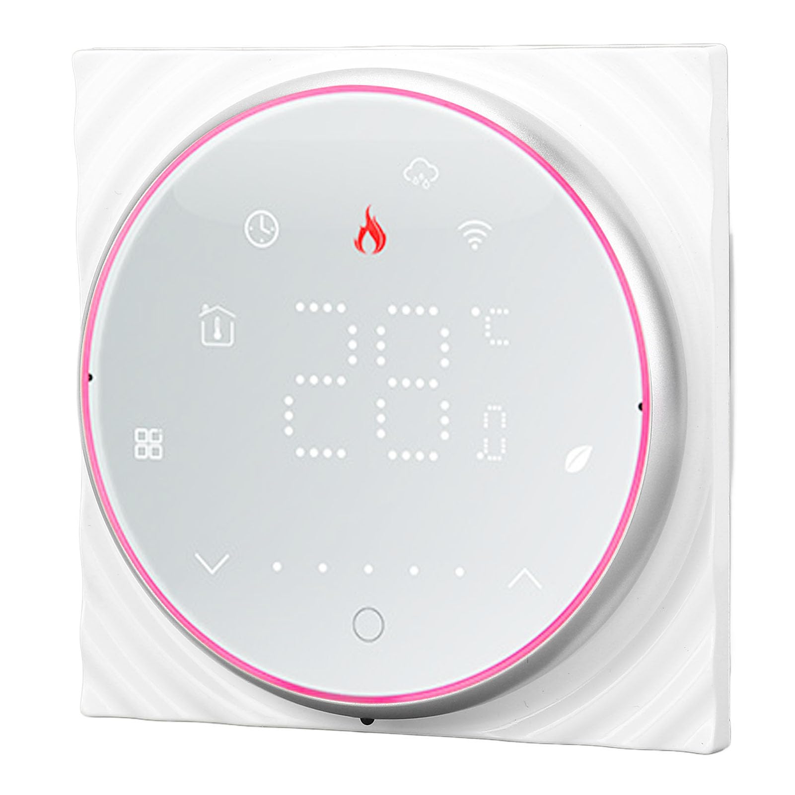 Jeffergarden Termostato WiFi, Termoregolatore LCD Retroilluminato Sottile, Impostazioni Personalizzabili per Sistemi di Riscaldamento Domestico, Richiede Cavo C per l'installazione (WHITE)