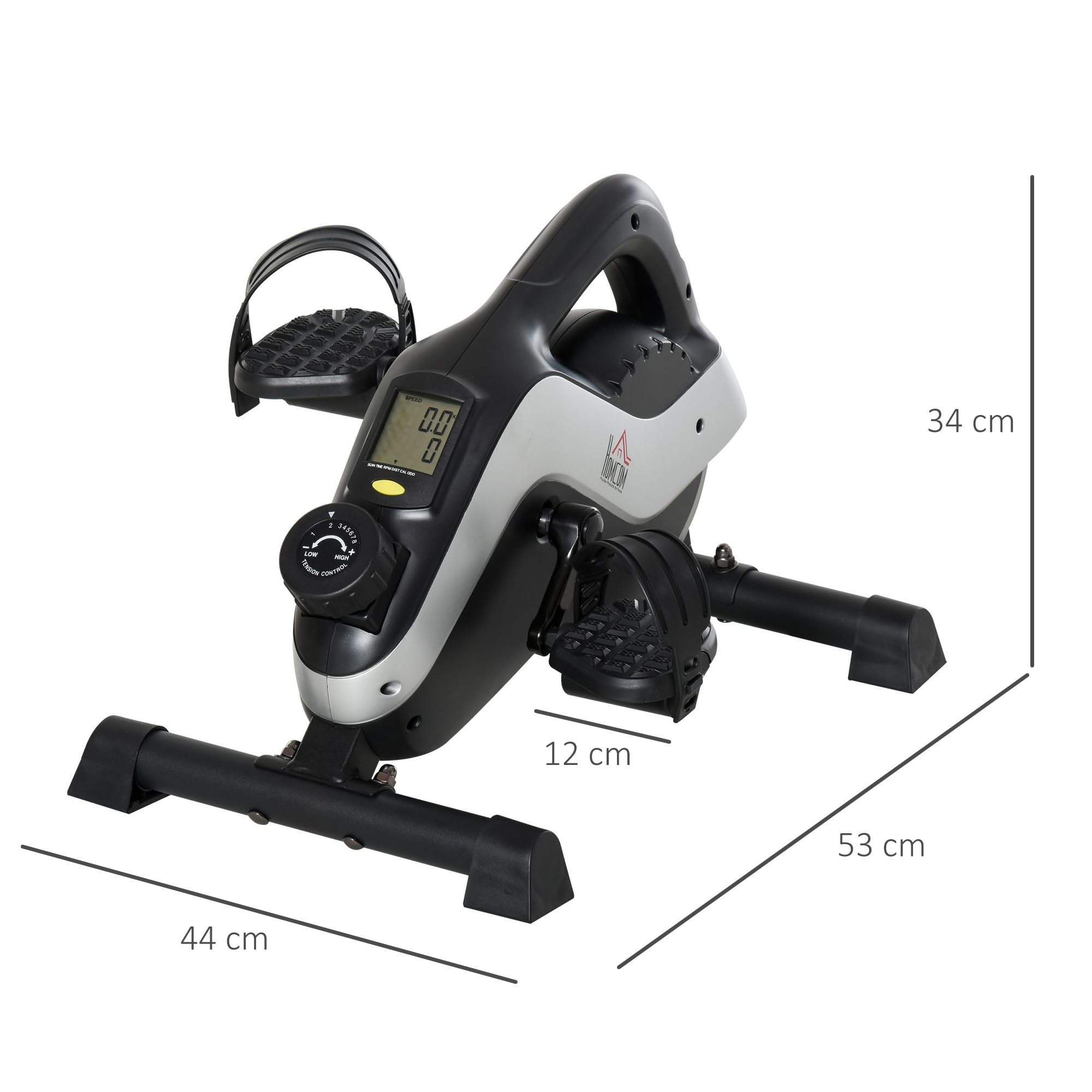 HOMCOM Mini Trenażer z LCD dla Seniorów Czarny+Srebrny